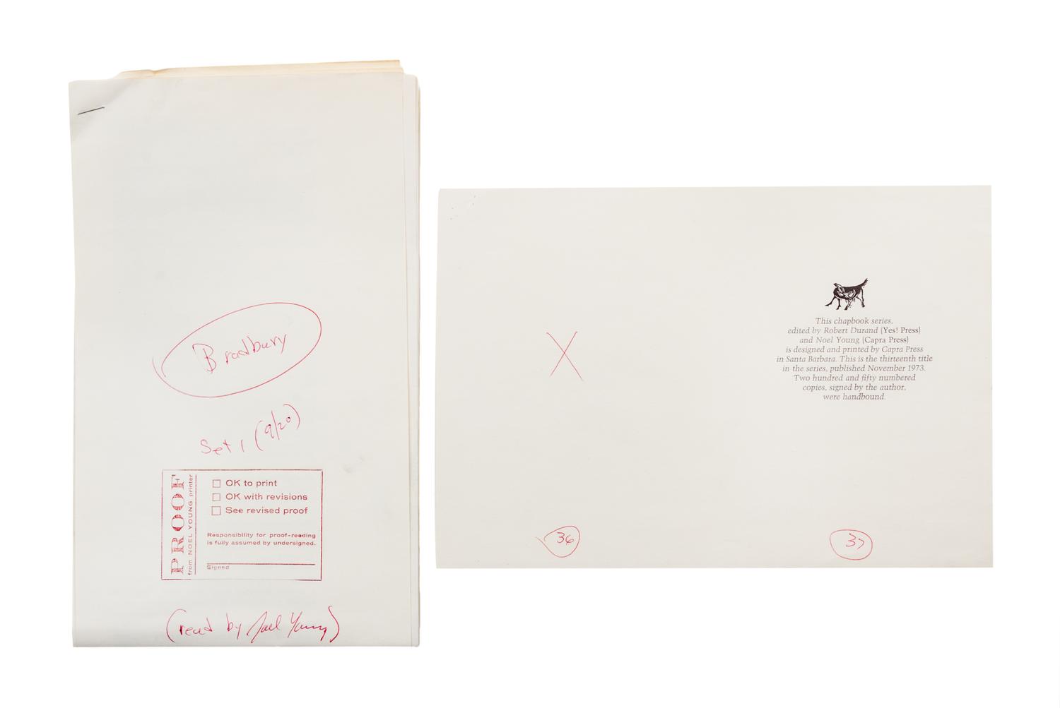 BRADBURY, RAY. Zen and the Art of Writing and The Joy of Writing. Santa Barbara, CA, 1973. Limited, signed.