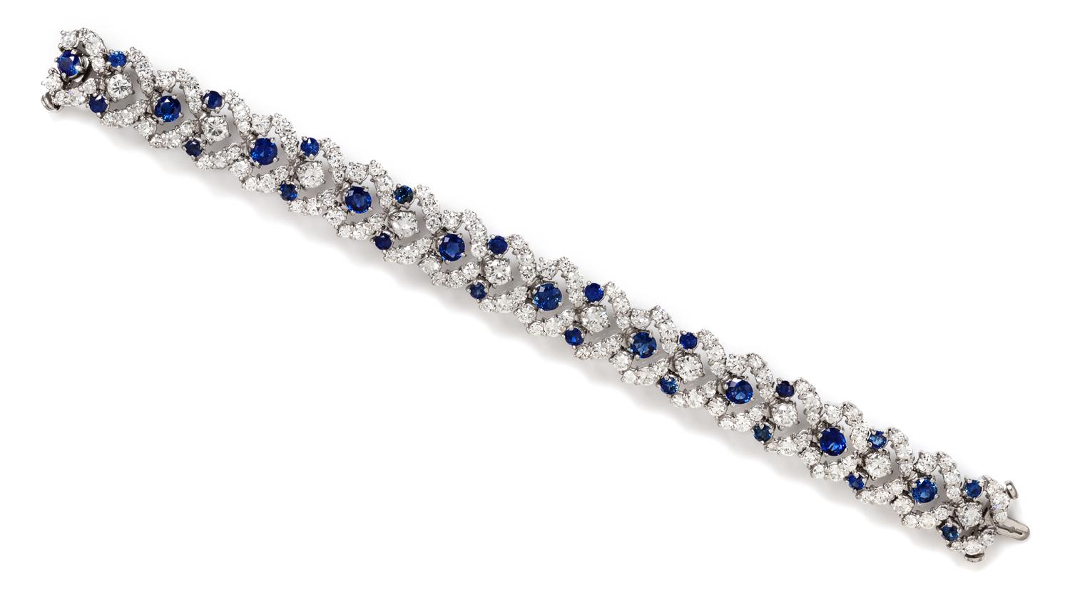 A Platinum, Sapphire and Diamond Bracelet, 30.90 dwts.