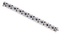 A Platinum, Sapphire and Diamond Bracelet, 30.90 dwts.