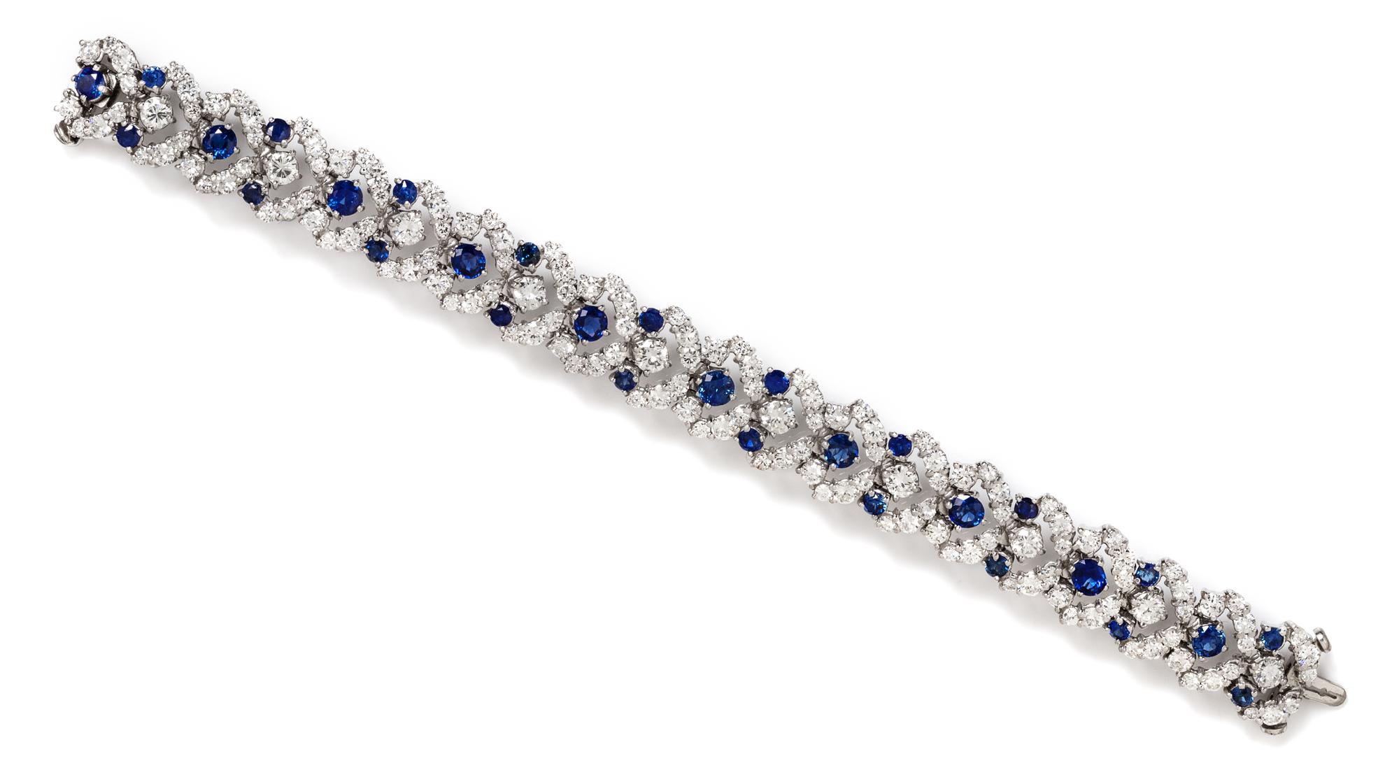 A Platinum, Sapphire and Diamond Bracelet, 30.90 dwts.