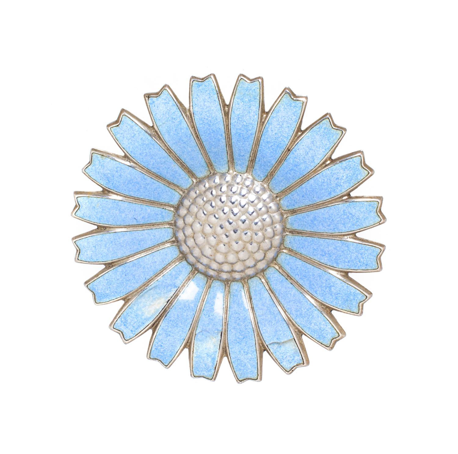A Sterling Silver and Enamel Daisy Pendant, Georg Jensen, 11.00 dwts.