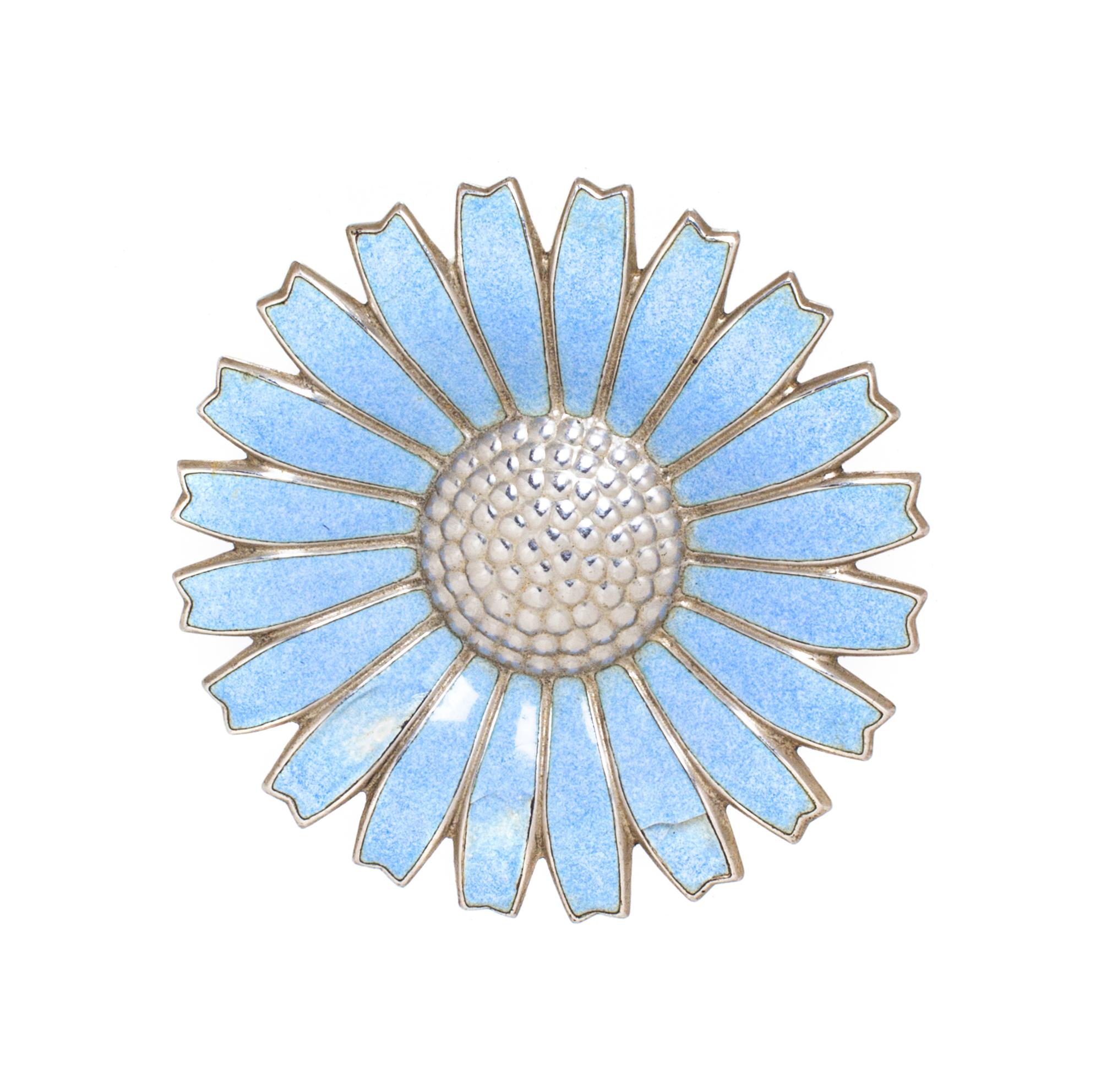 A Sterling Silver and Enamel Daisy Pendant, Georg Jensen, 11.00 dwts.
