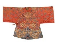 A Apricot Ground Embroidered Silk 'Dragon' Robe, Jifu