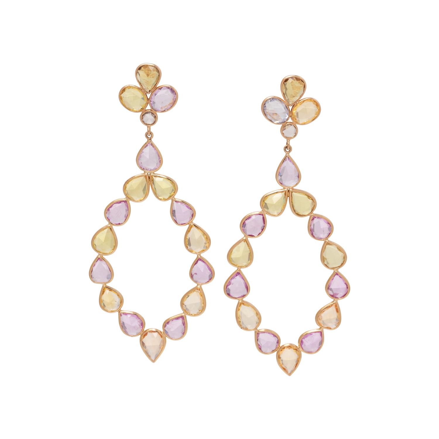 MULTICOLOR SAPPHIRE AND DIAMOND EARRINGS