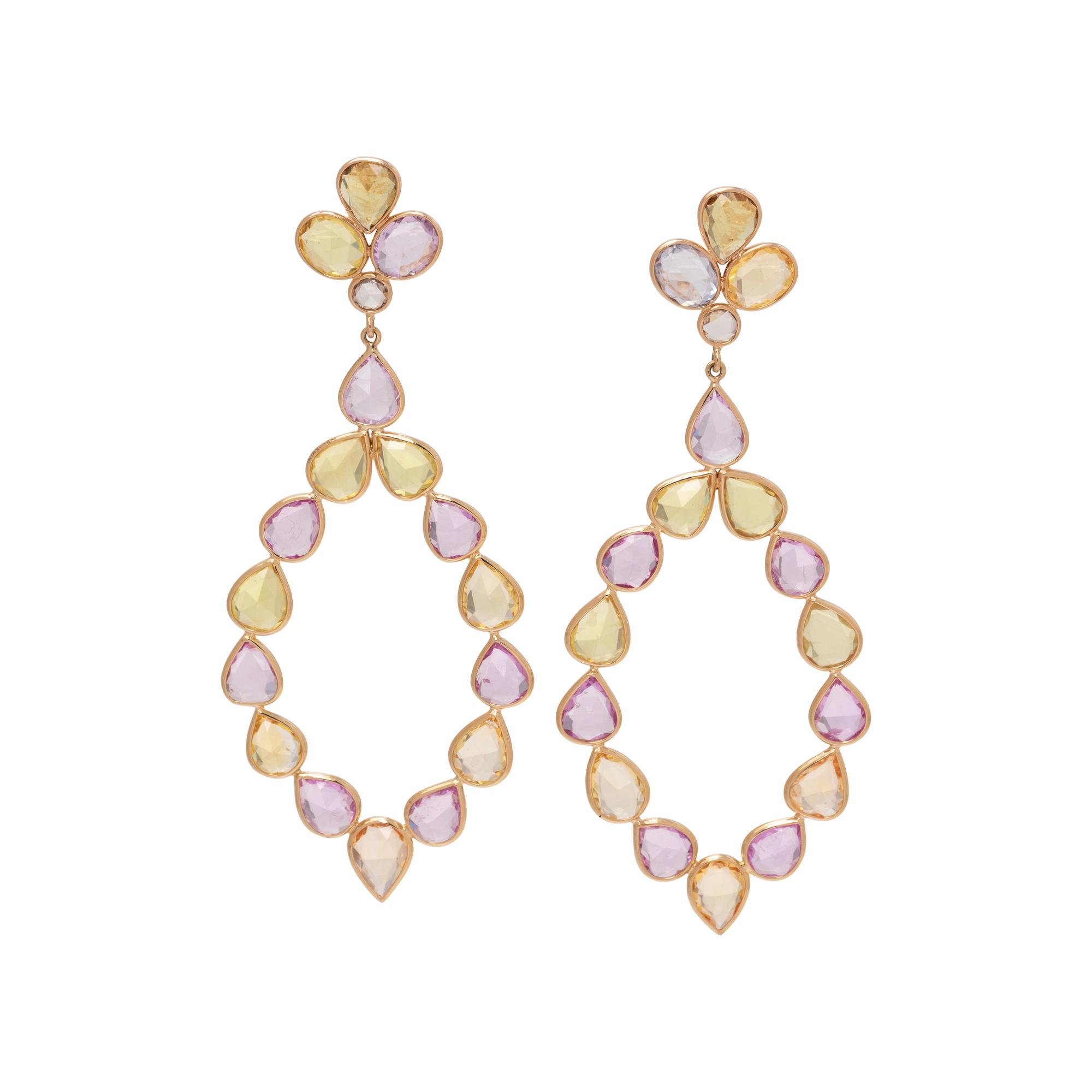 MULTICOLOR SAPPHIRE AND DIAMOND EARRINGS