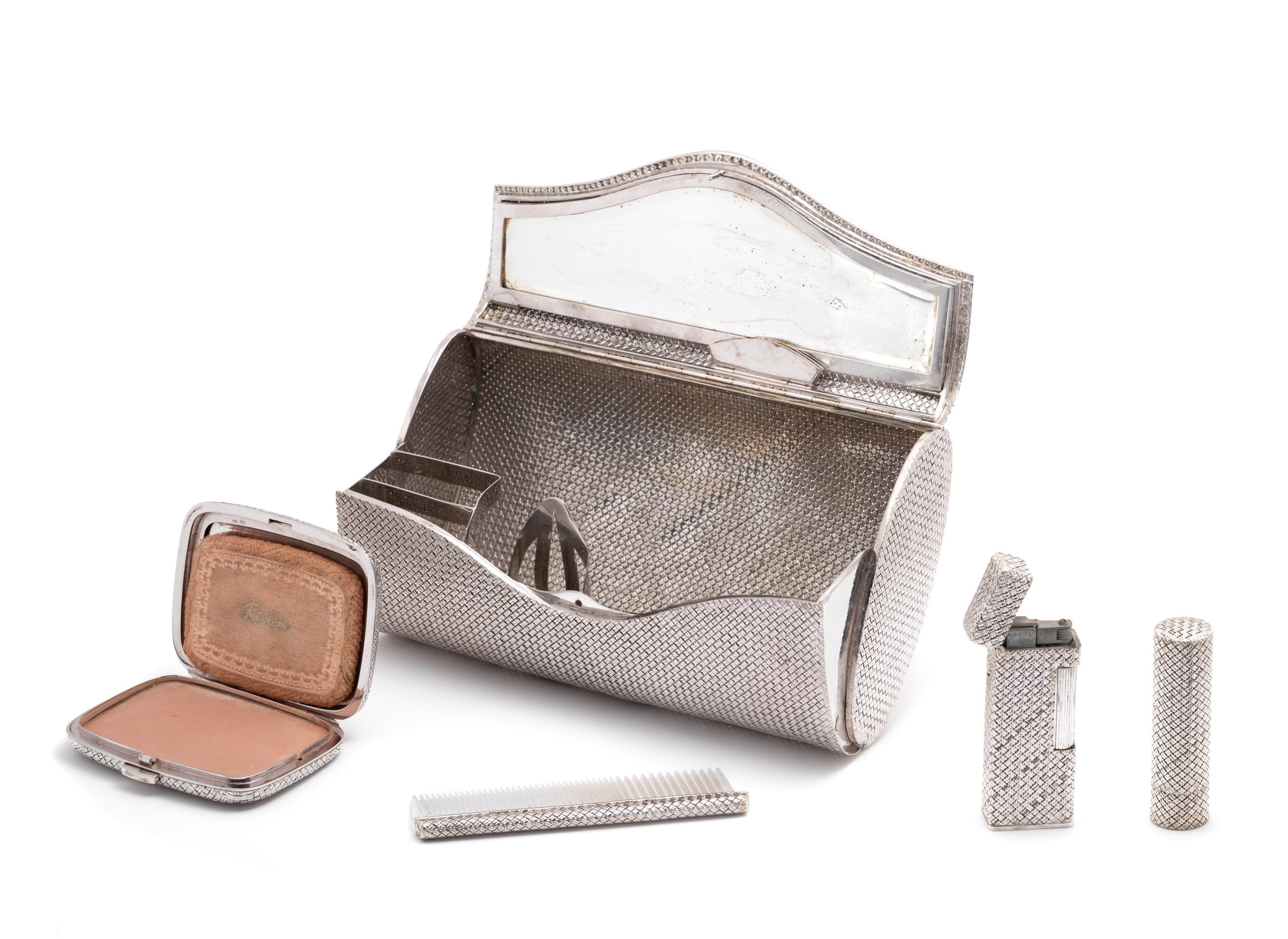 WHITE GOLD AND DIAMOND CLUTCH AND ACCESSORIES