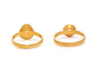 GURHAN, PAIR OF YELLOW GOLD AND ROSE CUT DIAMOND RINGS