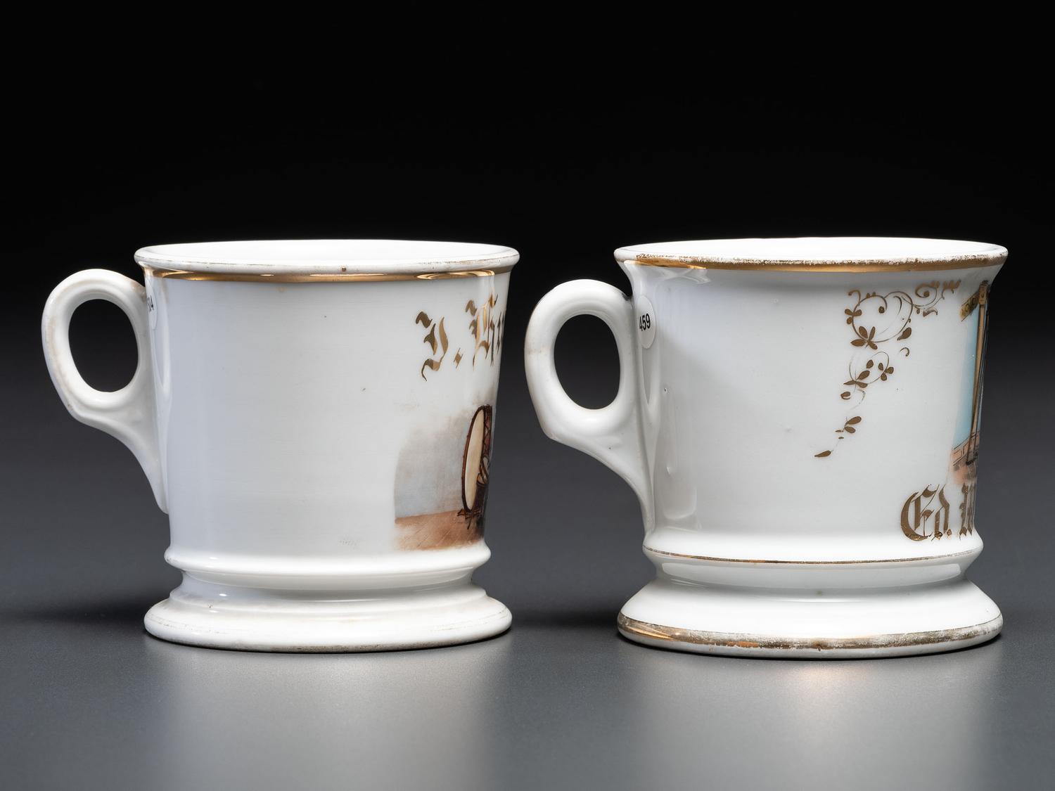 Two Porcelain Occupational Shaving Mugs
