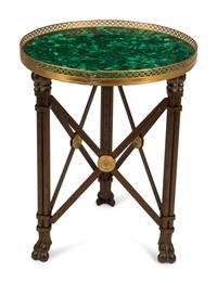 A French Neoclassical Style Patinated Malachite-Top Table