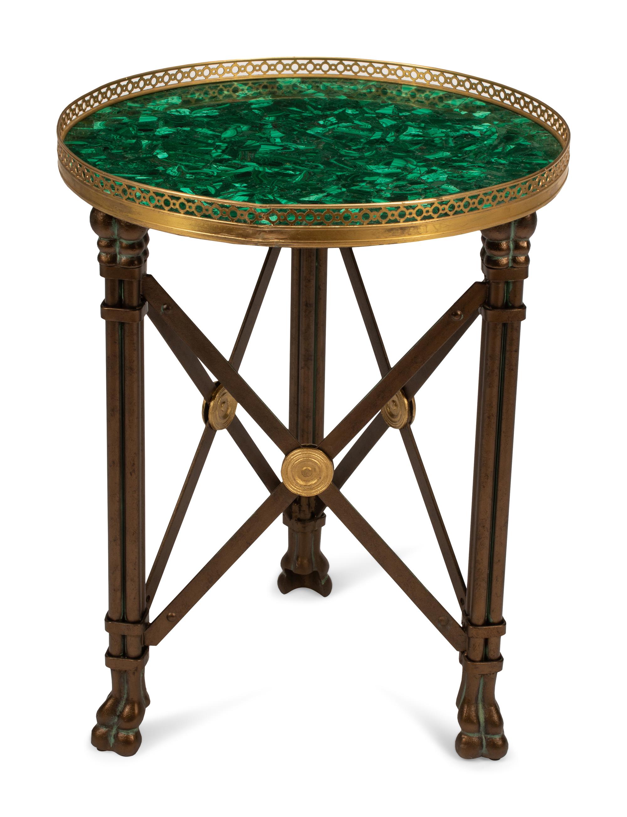 A French Neoclassical Style Patinated Malachite-Top Table