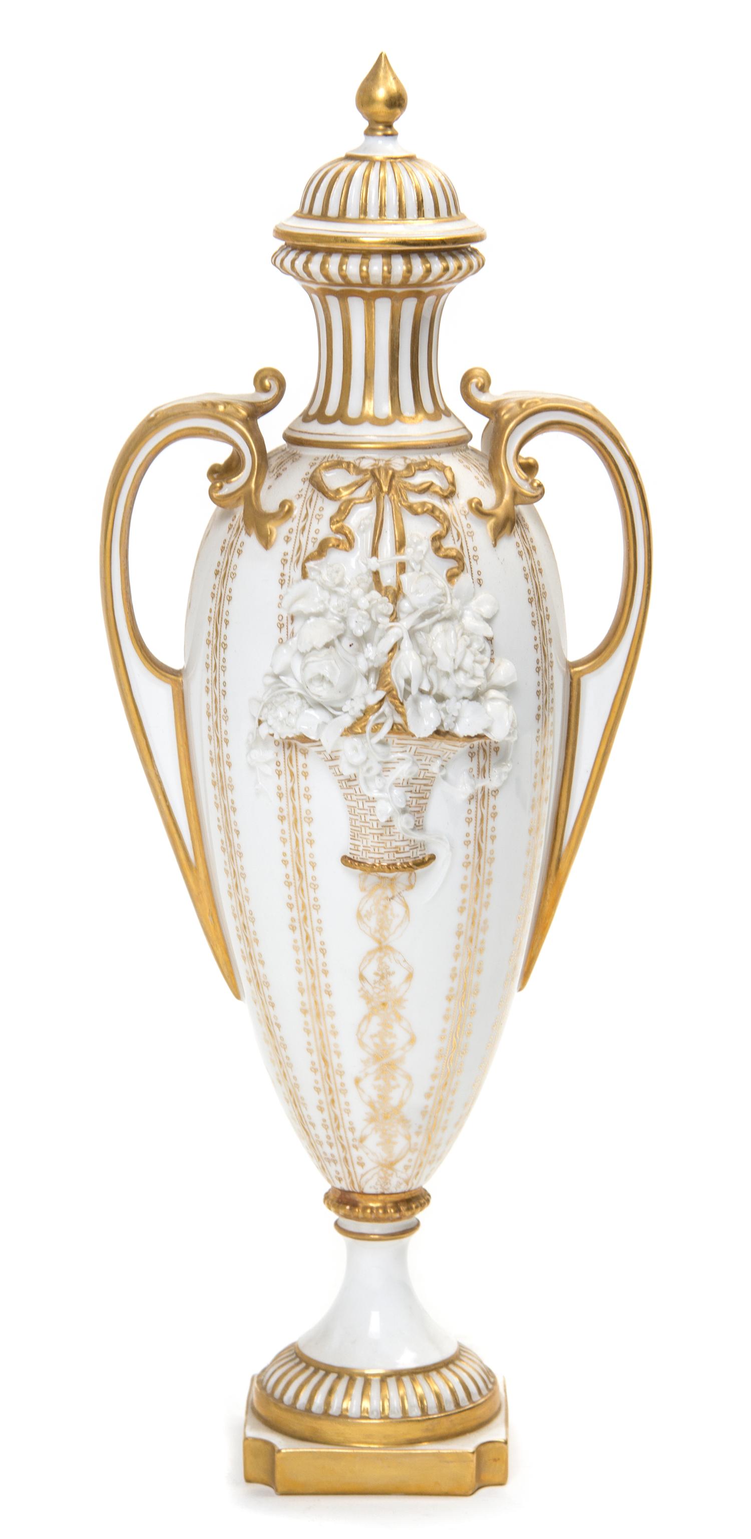 A Royal Worcester Porcelain Covered Vase Height 14 1/2 inches. — EARLY 20TH CENTURY