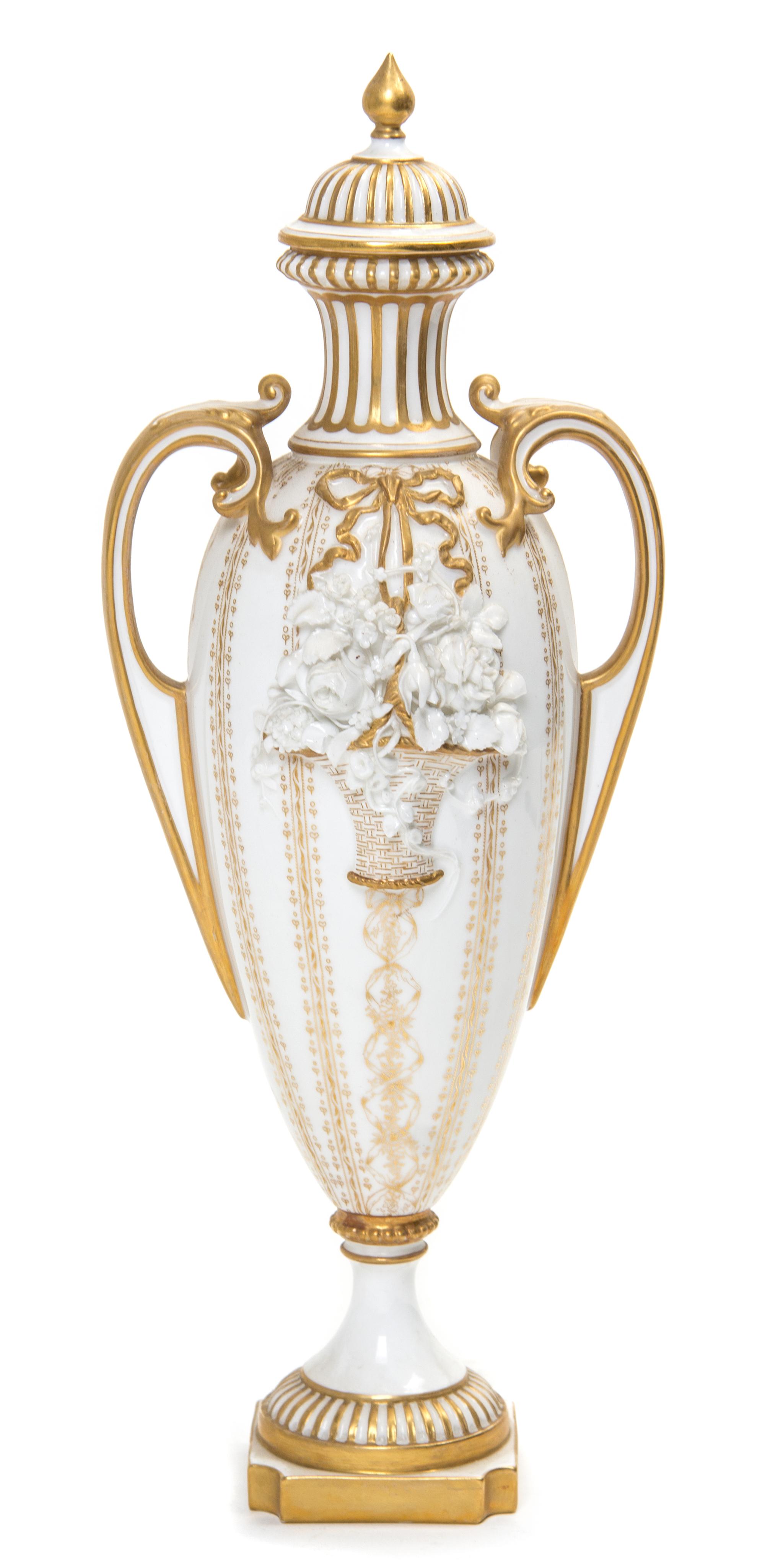 A Royal Worcester Porcelain Covered Vase Height 14 1/2 inches. — EARLY 20TH CENTURY