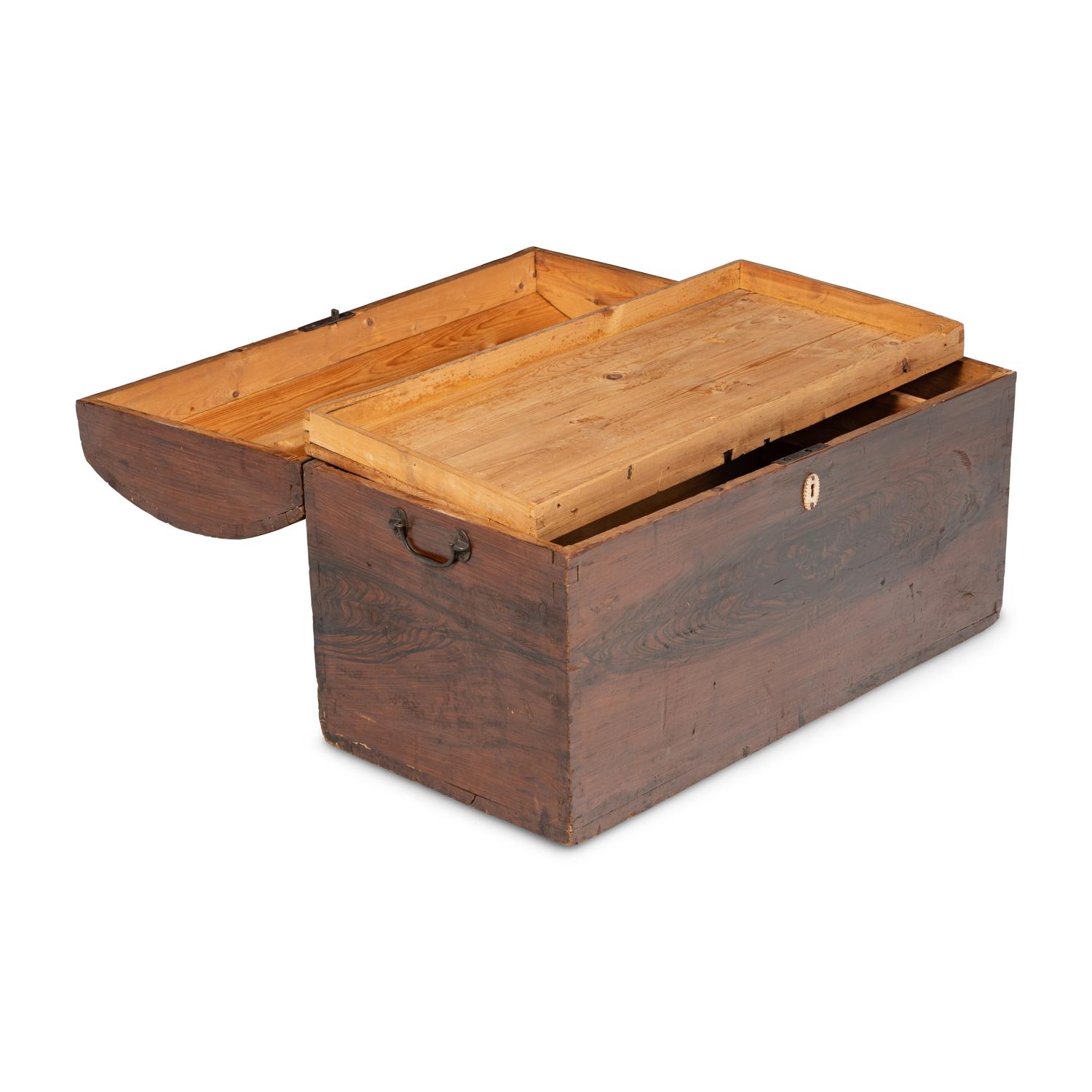 A Federal Grain-Painted Pine Domed-Top Blanket Chest