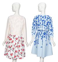 Oscar de la Renta & Carolina Herrera, Two Cardigan & Dress Ensembles