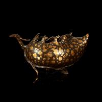 A Chinese gilt-splashed bronze "Buddha's-hand" citron-form open vessel 洒金地佛手形铜香炉 Qing Dynasty ?