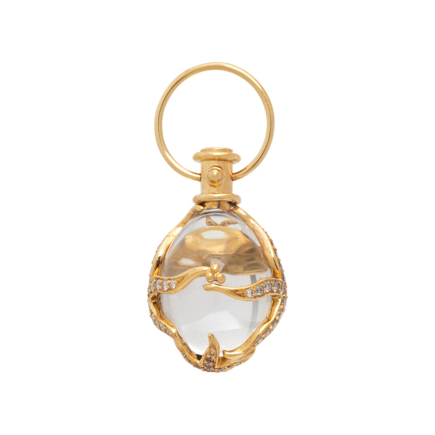 TEMPLE ST. CLAIR, YELLOW GOLD AND ROCK CRYSTAL 'MEDIUM DIAMOND SEA STAR AMULET' PENDANT