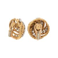 BOUCHERON, YELLOW GOLD, PLATINUM AND DIAMOND EARCLIPS