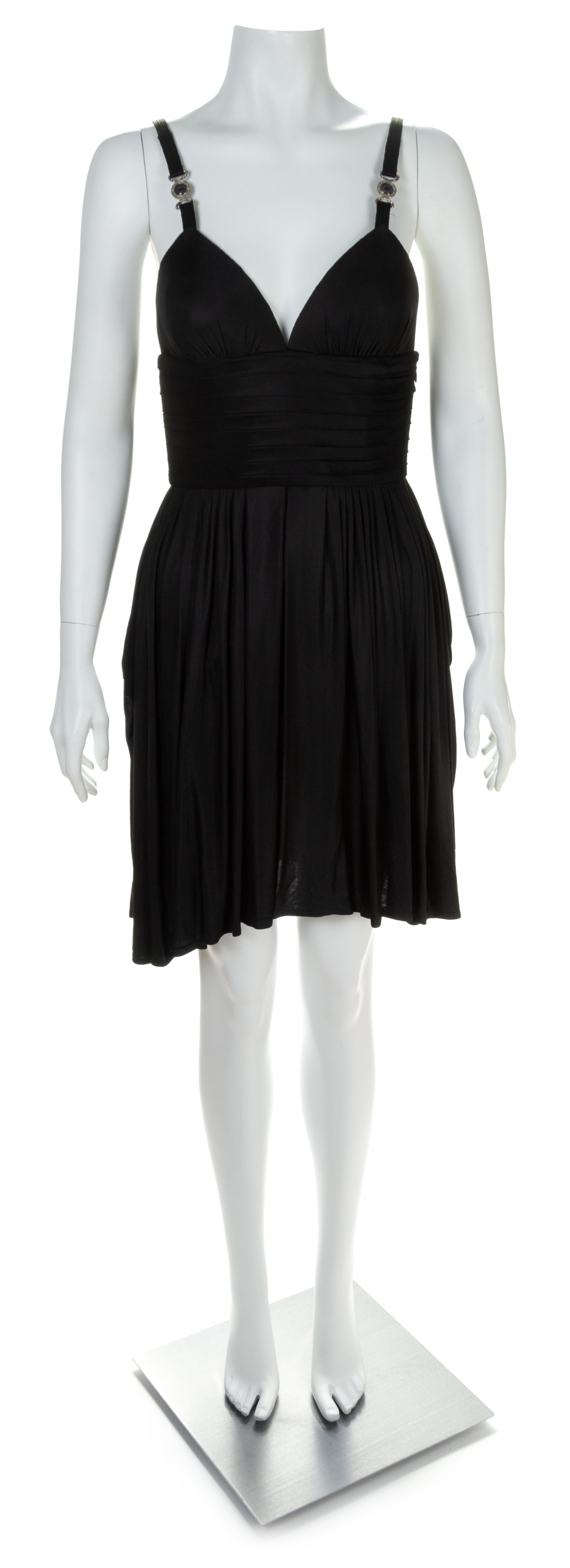 A Gianni Versace Black Rayon "Shorts" Dress, Size 40.