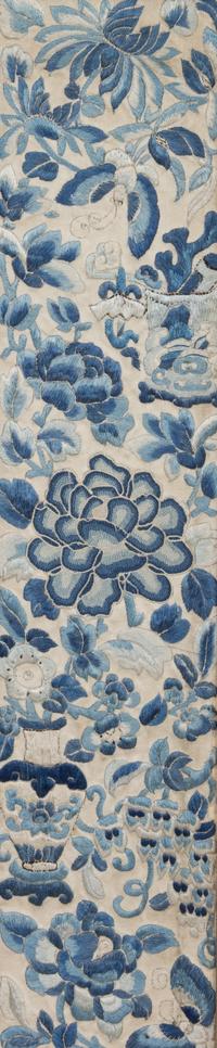 A Pair of Chinese Silk Embroidered Panels Height 41 1/2 x width 12 inches. — 19TH CENTURY