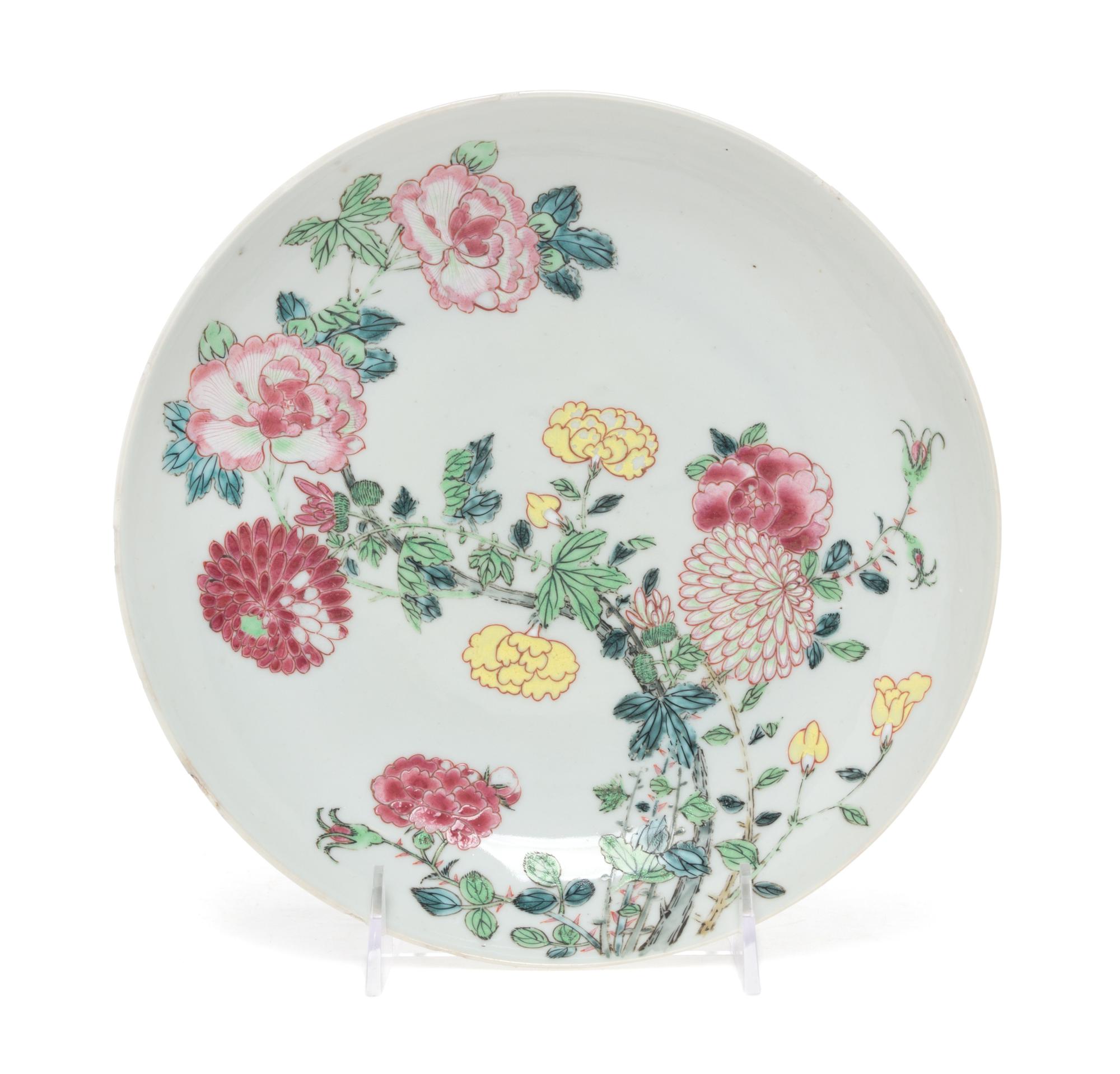 A Famille Rose Porcelain Plate Diameter 8 3/4 inches. — 18TH CENTURY