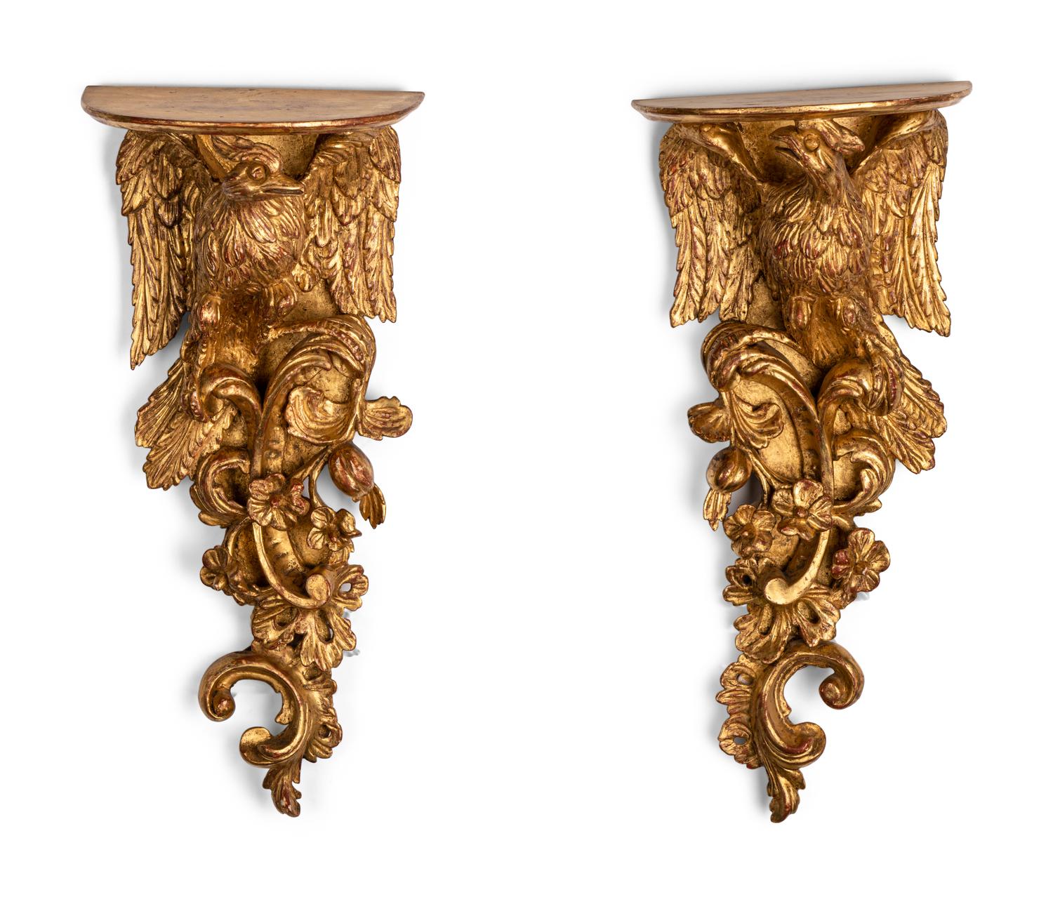 A Pair of George III Giltwood Wall Brackets