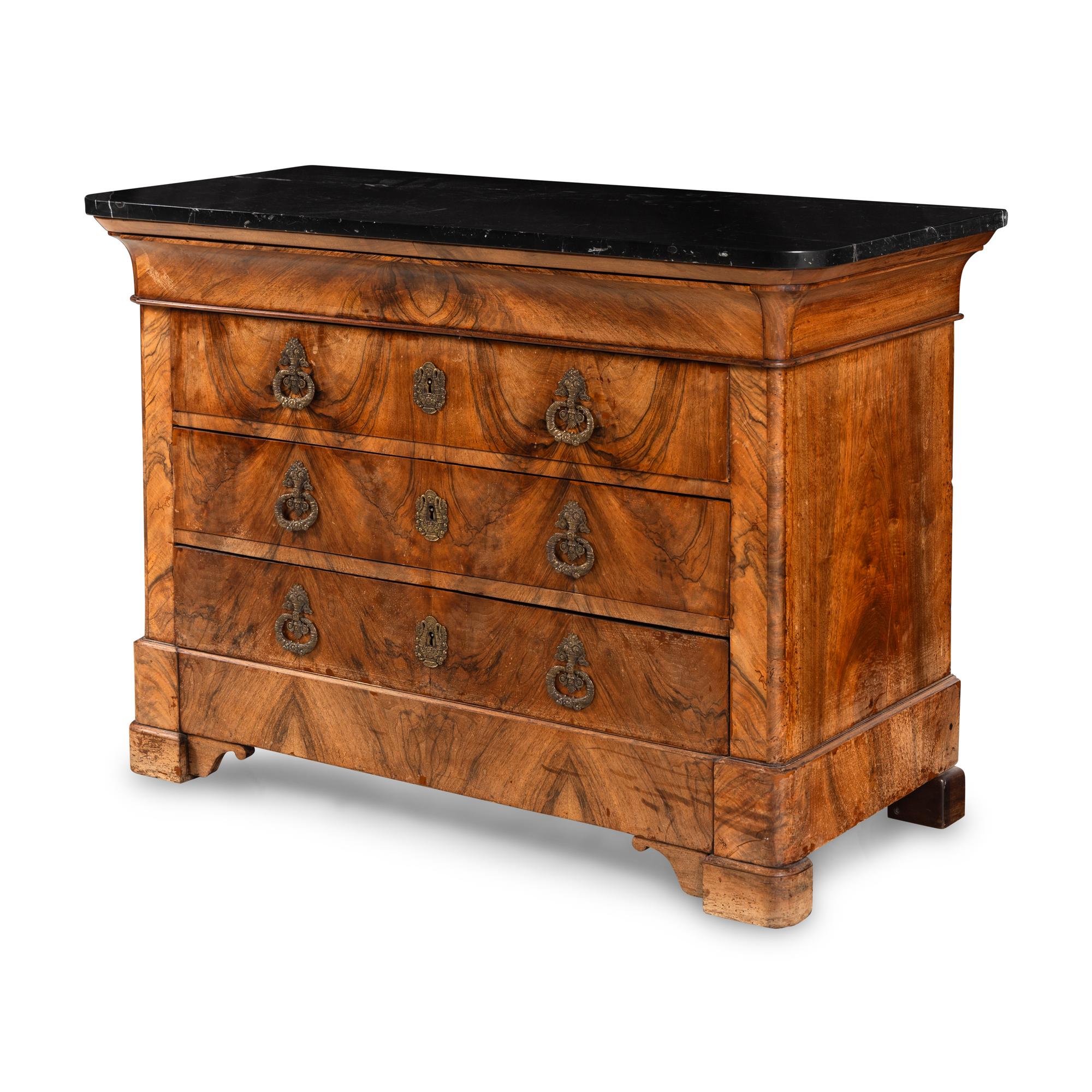 A Louis Philippe Walnut and Marble-Top Commode