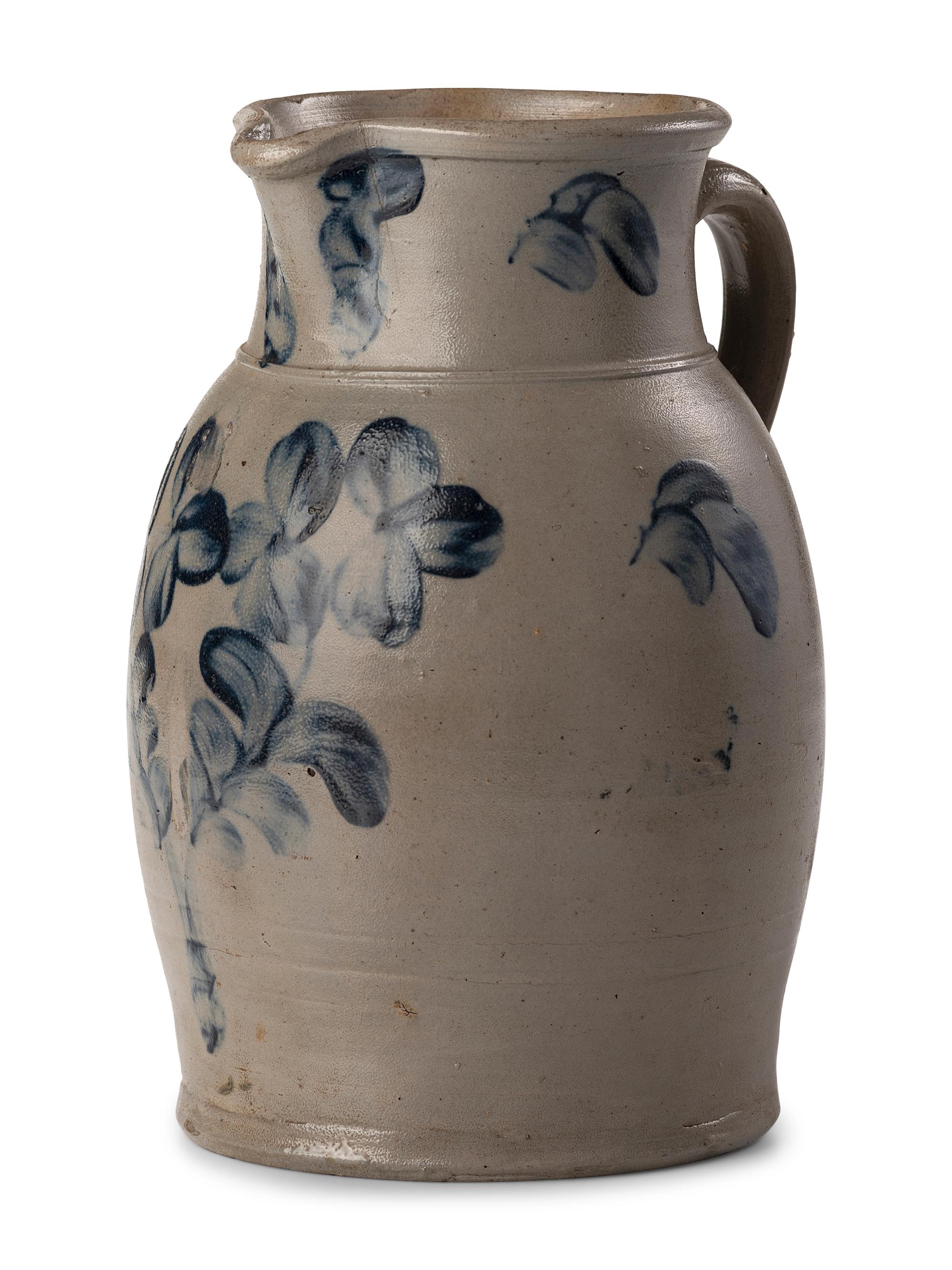 A Two-Gallon Cobalt Decorated Stoneware Pitcher