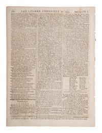 [HALLEY'S COMET]. The London Chronicle. Vol. II, Nos. 118-119. London, 1757.