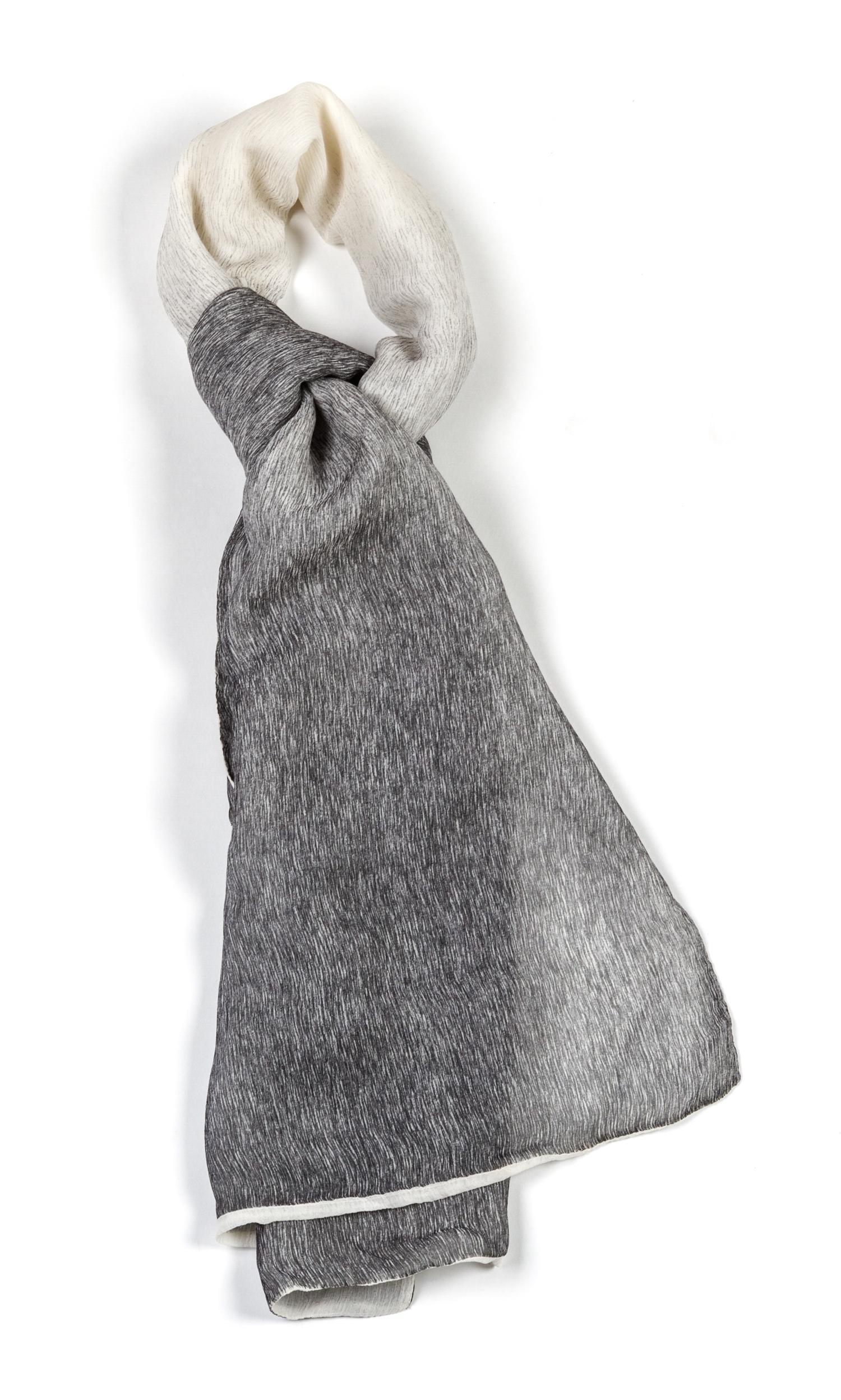 An Hermes Silk Chiffon Grey Degrade Scarf. 42 x 21 inches.