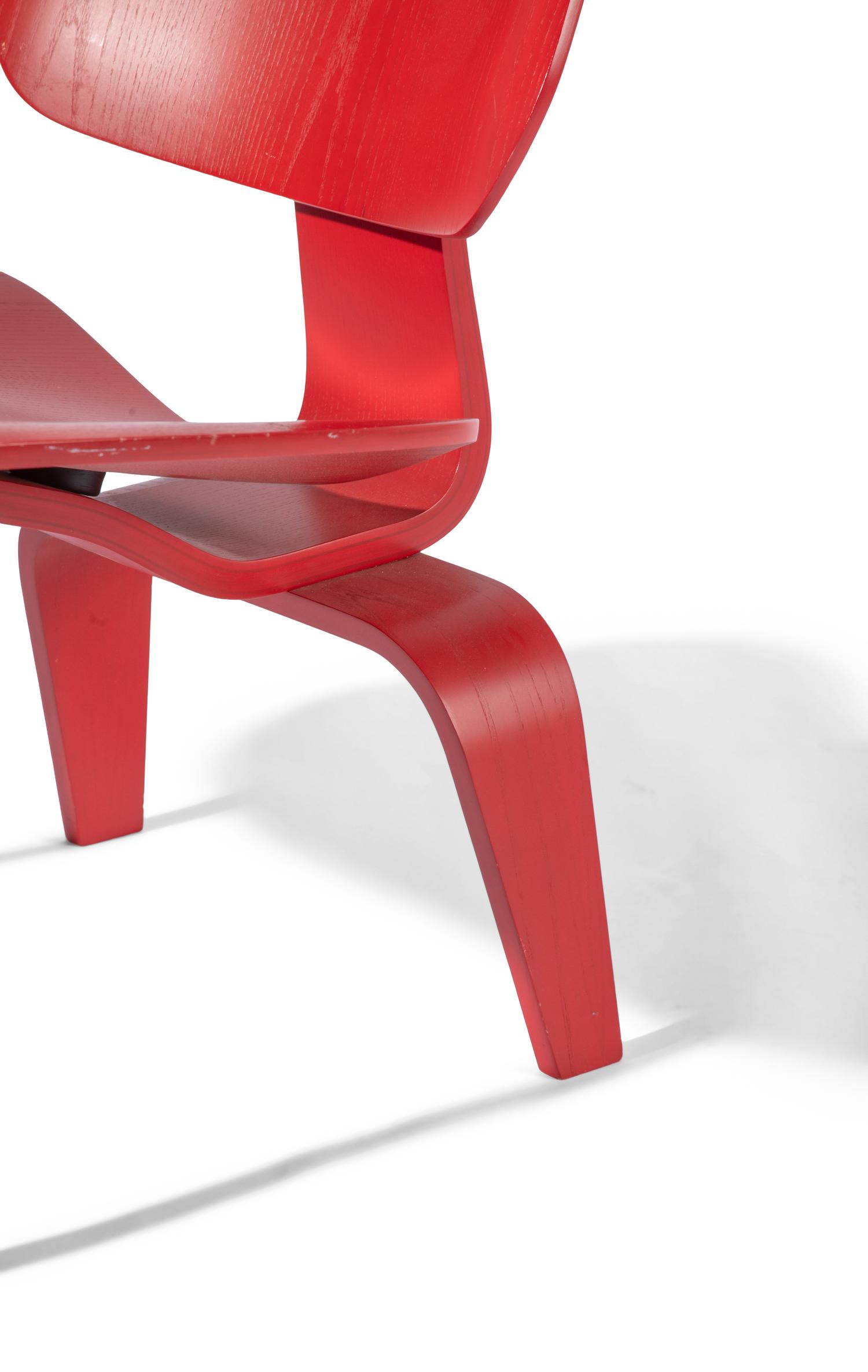 Pair of Red LCW Chairs Herman Miller, USA
