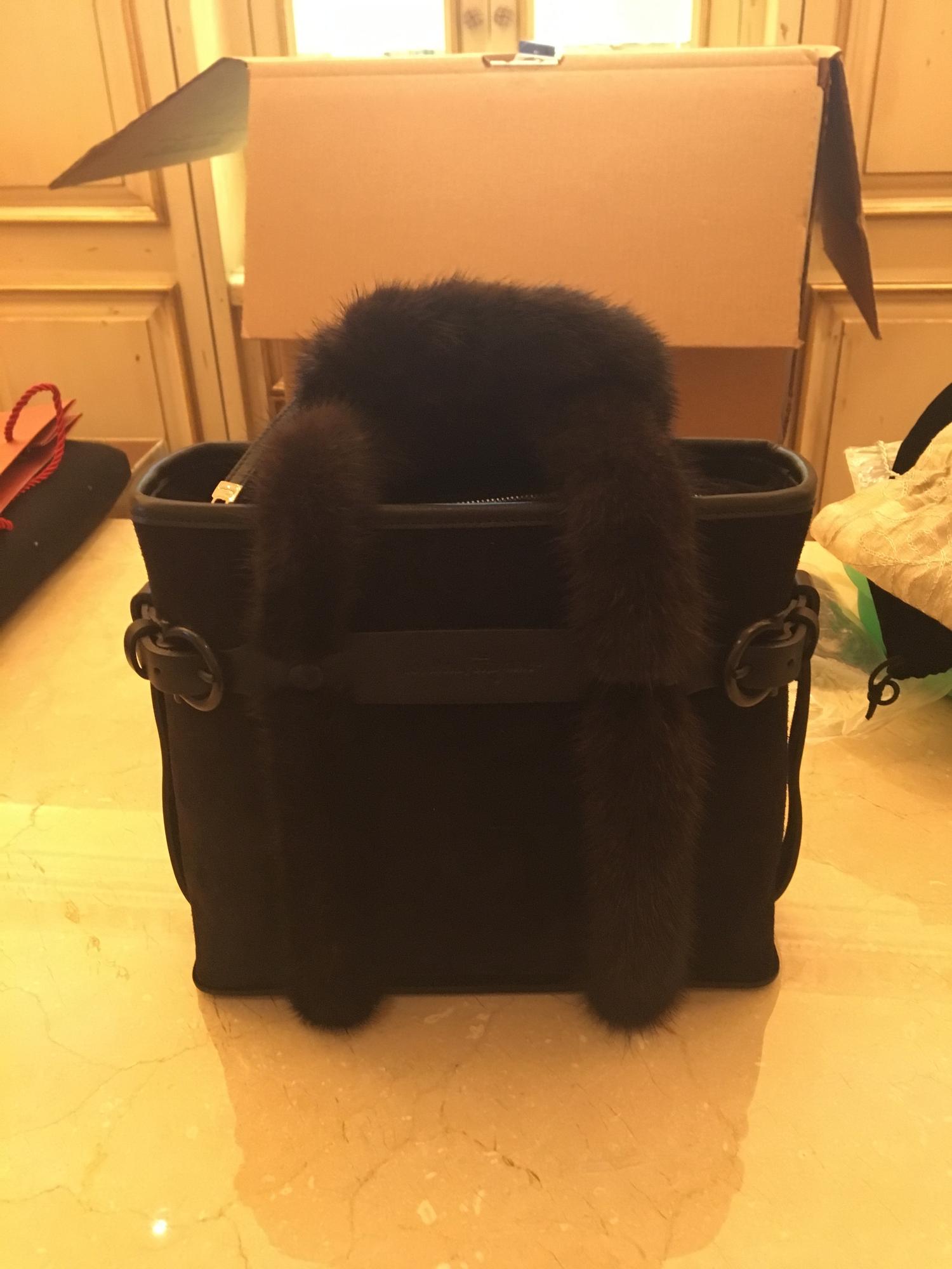 Salvatore Ferragamo Black Bag w/Fur Trim, 1990-2000s