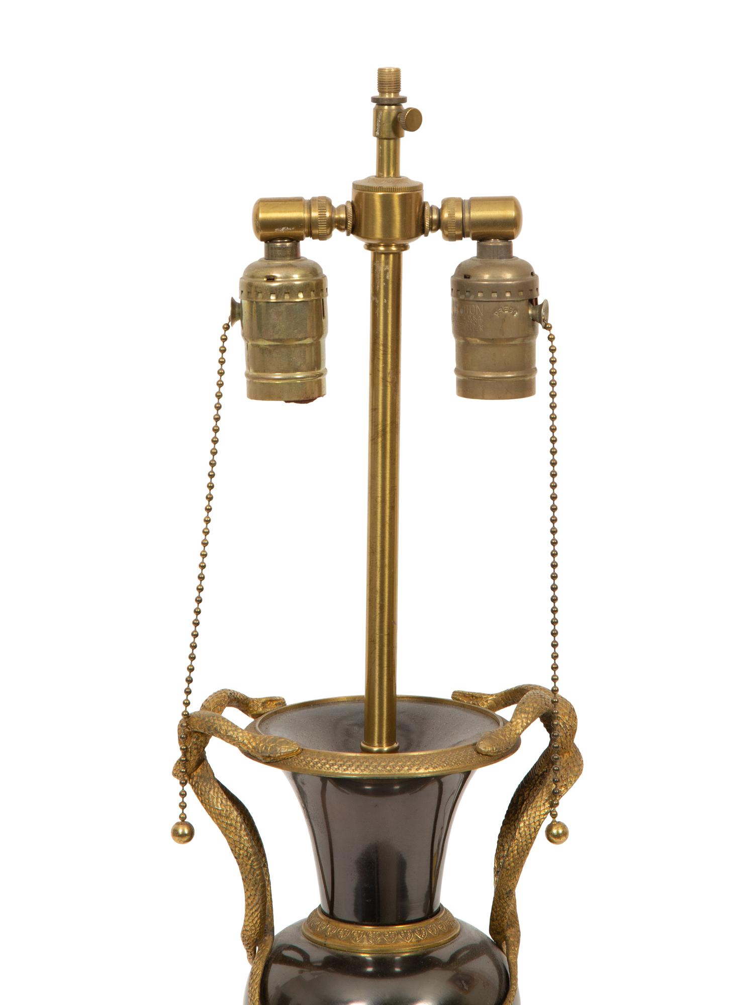 A Gilt Bronze and Silver Metal Urn Mounted as a Lamp
