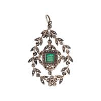 ANTIQUE, DIAMOND AND EMERALD PENDANT