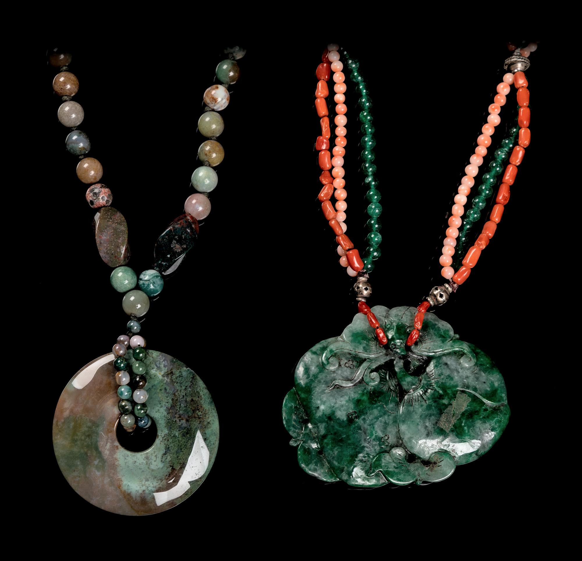 Two Chinese Hardstone Beaded Necklaces