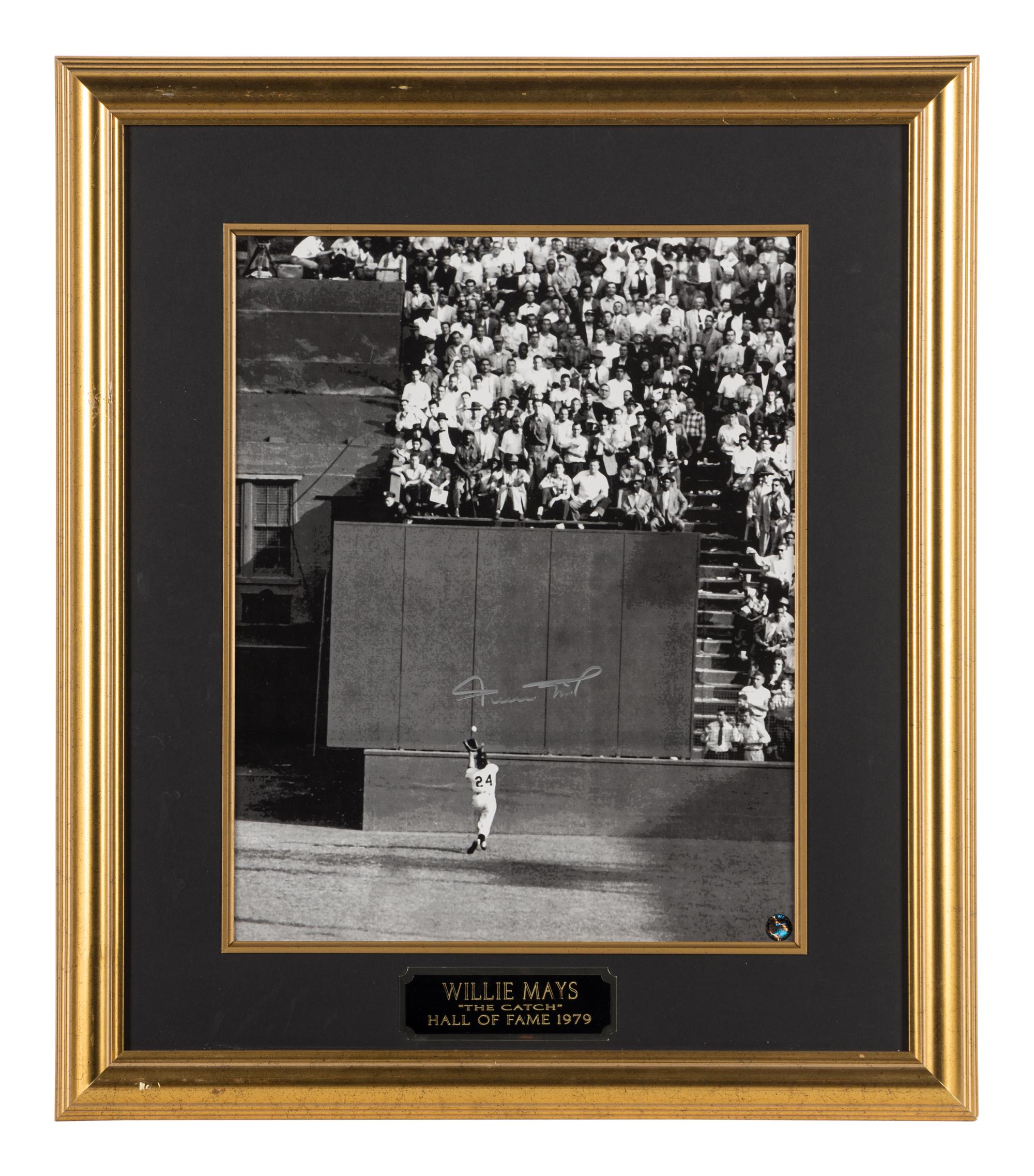 A Group of Willie Mays 1954 World Series "The Catch" Signed Autograph Displays (Beckett Authentication Services Letter),