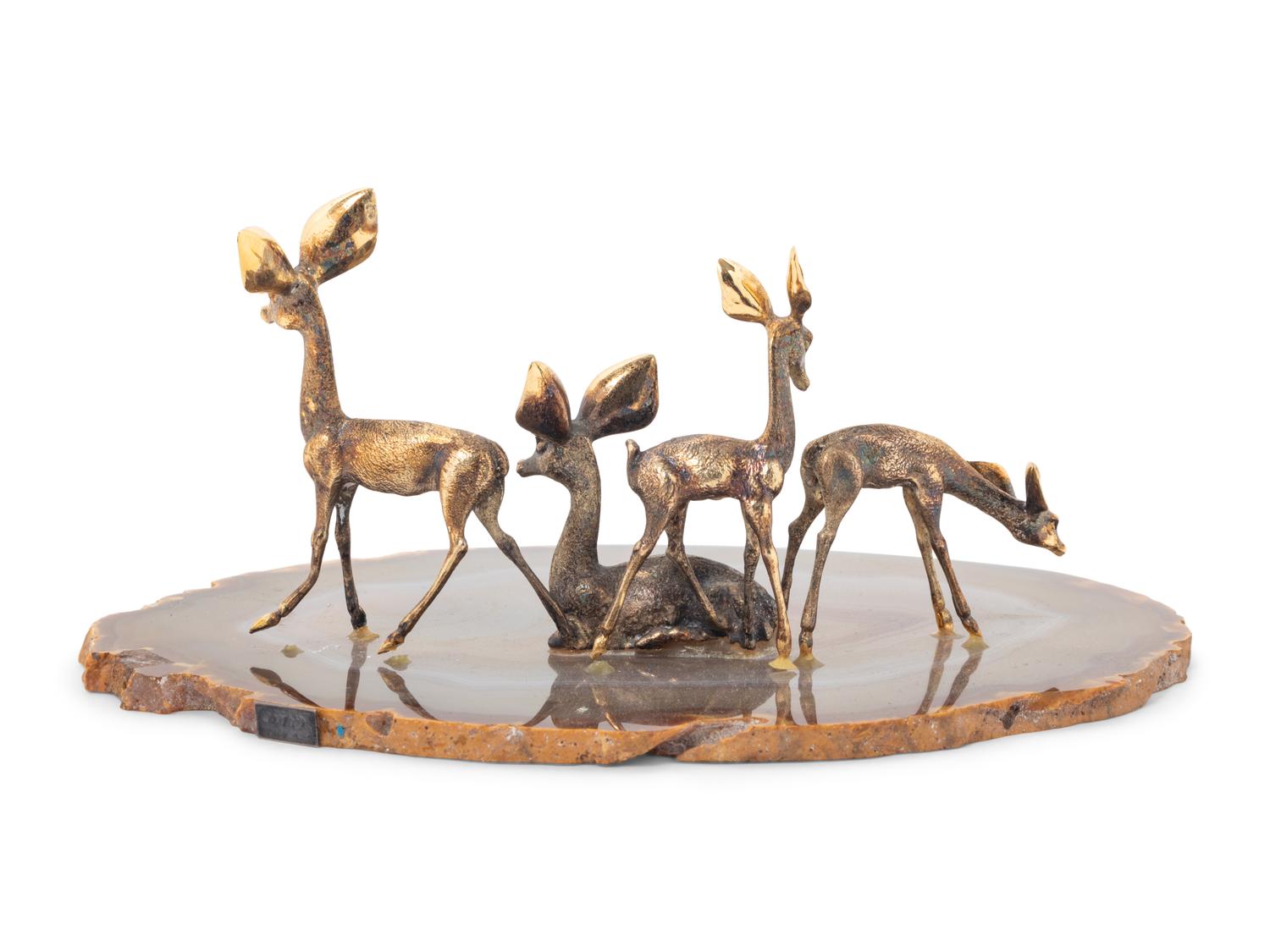 A Cartier Silver and Agate Deer Sculpture