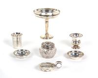Seven Miscellaneous Sterling Silver Articles Silver weight 8.6 oz. Height of Tazza 6 1/4 inches.