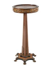 An Empire Style Gilt Metal Mounted Fruitwood Pedestal Table