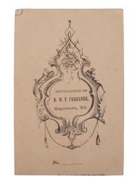 [EARLY PHOTOGRAPHY]. PHRAENER, B.W.T., photographer. CDV of a cat posed in a studio setting. Hagerstown, MD.