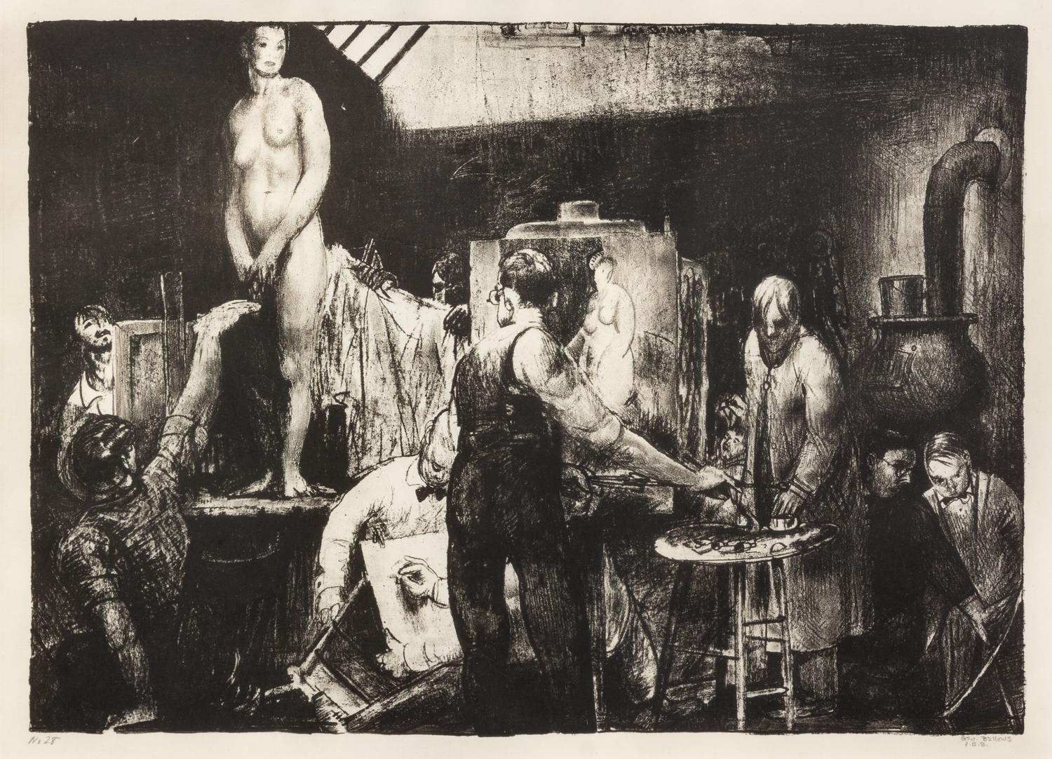 George Bellows, (American, 1882-1925), The Life Class (second stone), 1917