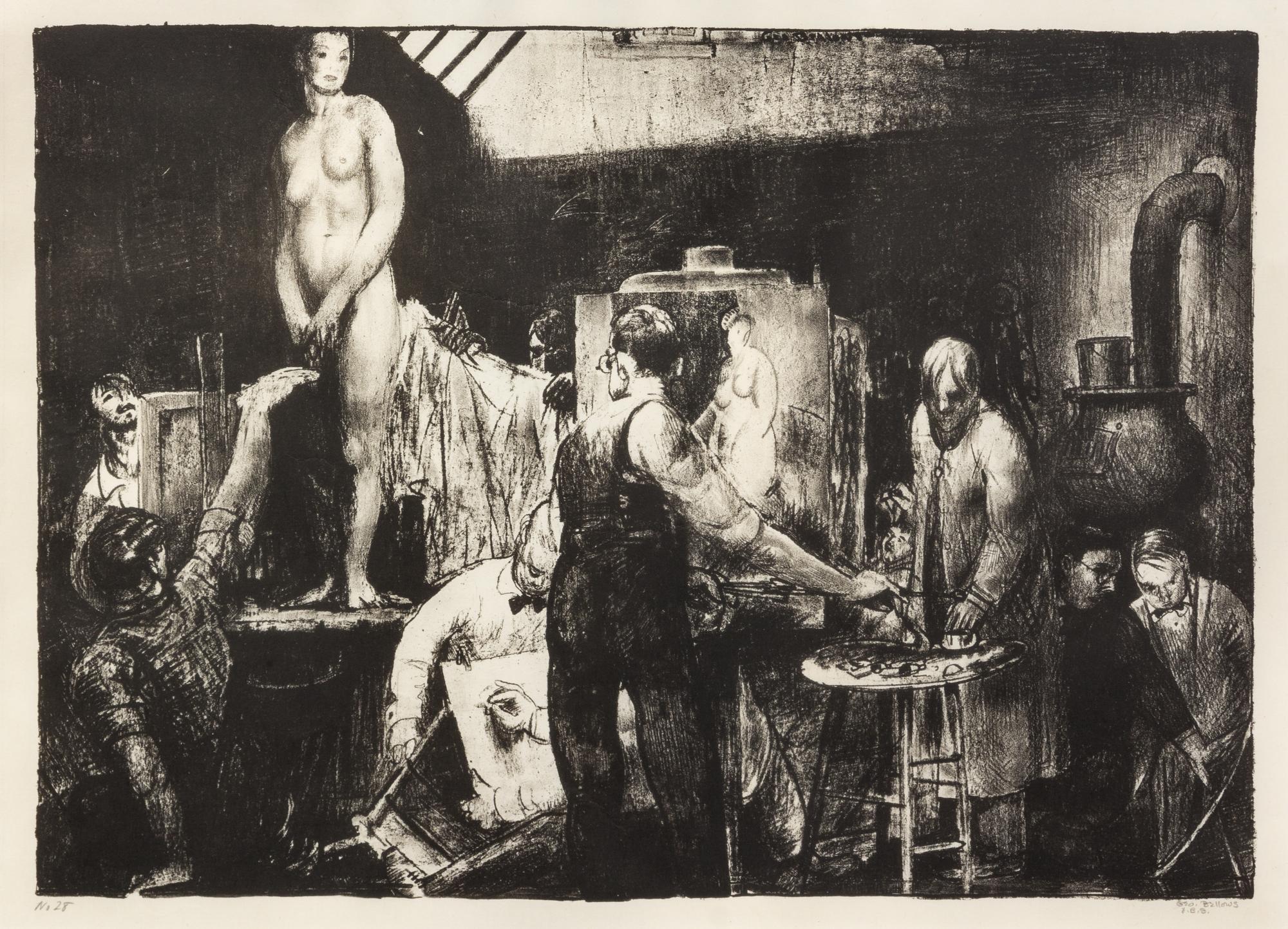 George Bellows, (American, 1882-1925), The Life Class (second stone), 1917