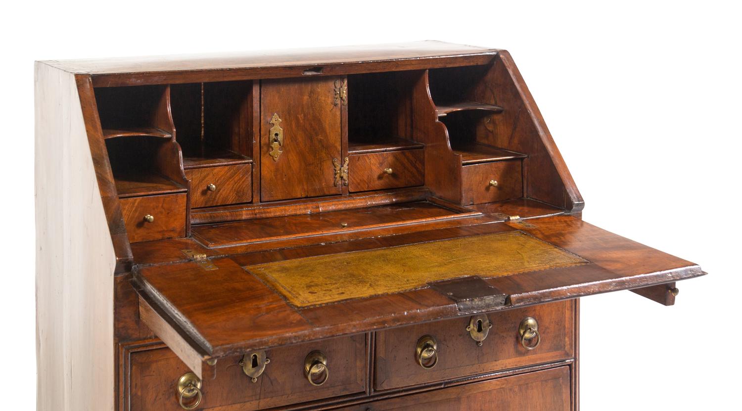 A George II Walnut Slant-Front Bureau