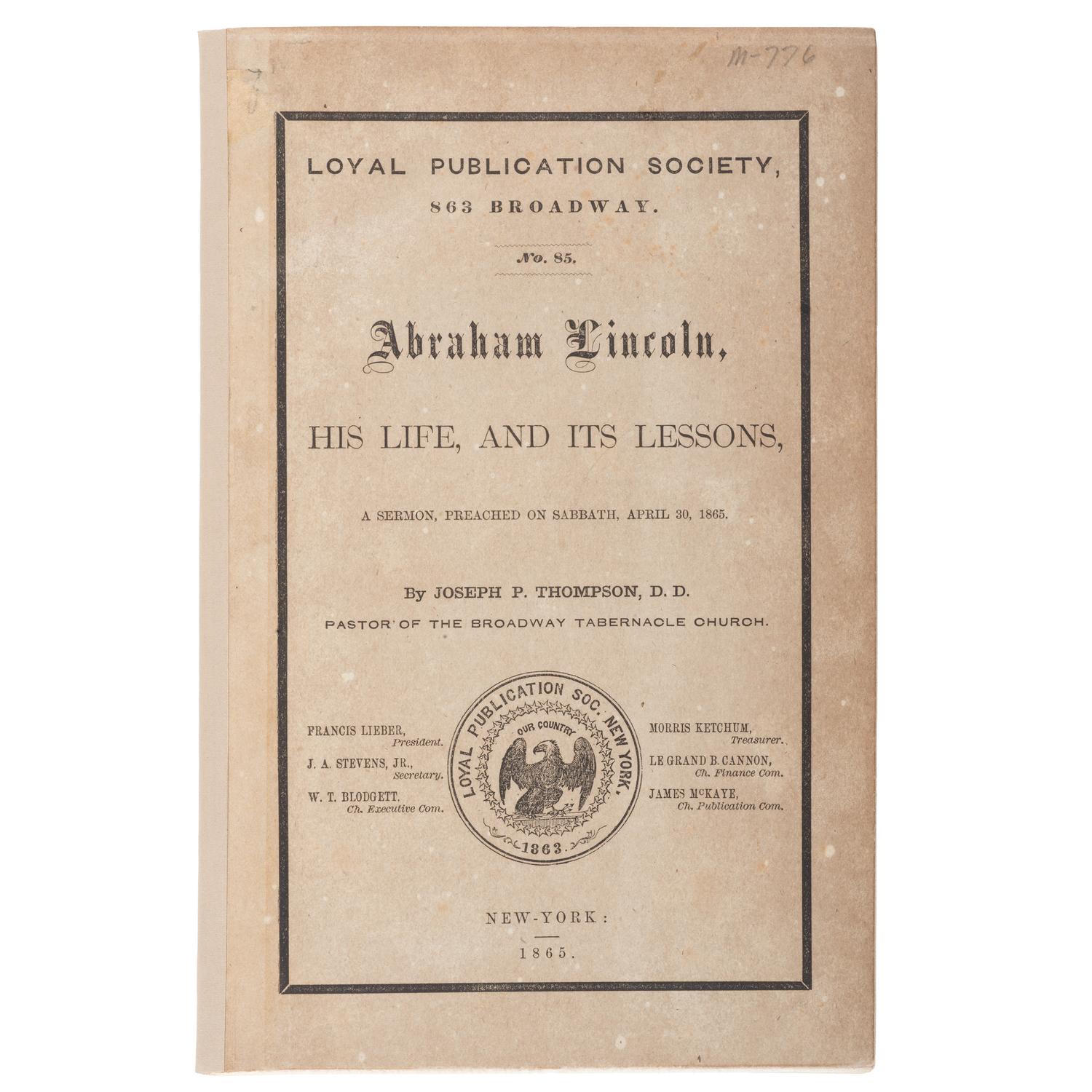 Lincoln Assassination, Three Funeral Sermons Preached During the Time of National Mourning