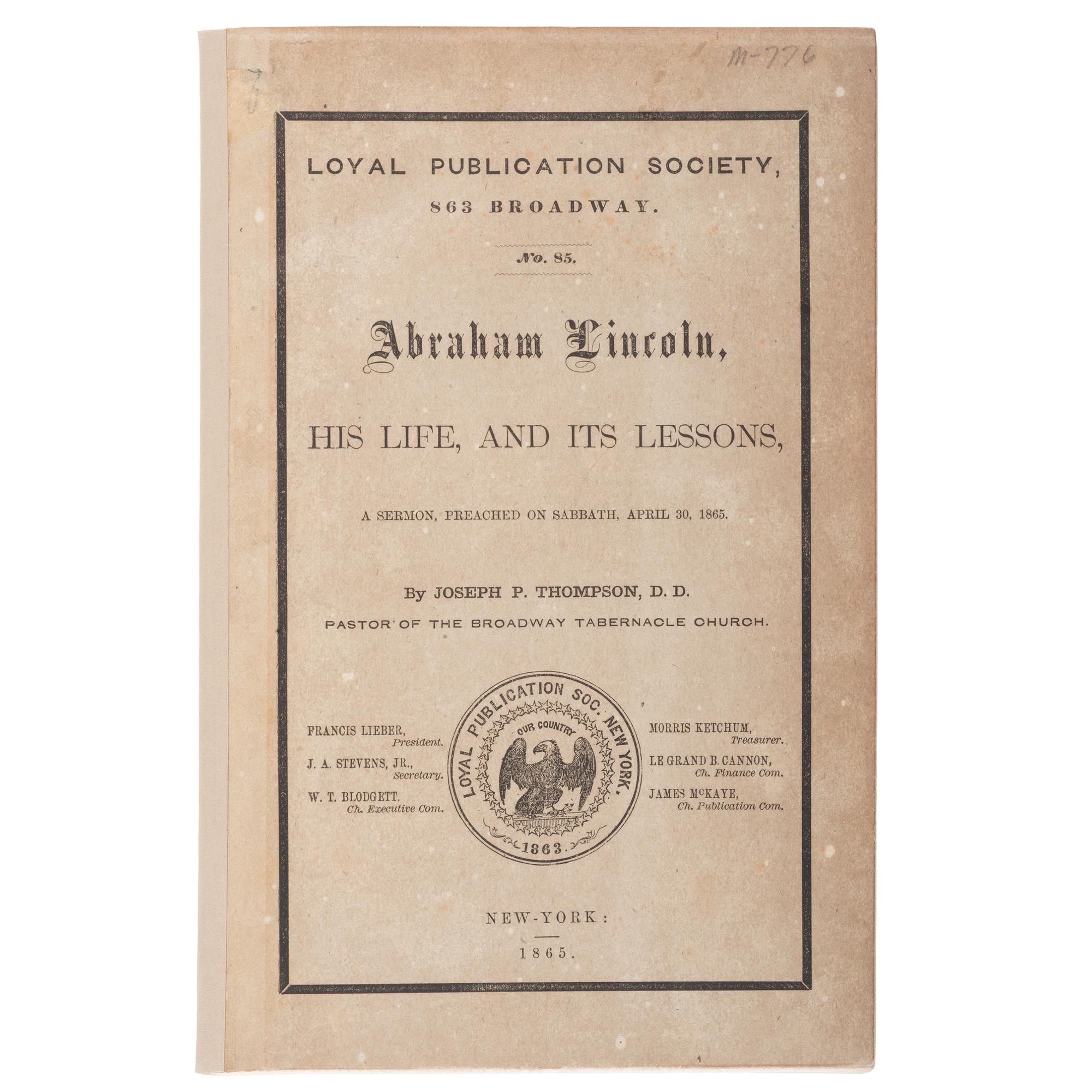Lincoln Assassination, Three Funeral Sermons Preached During the Time of National Mourning