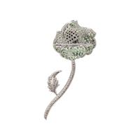 TSAVORITE GARNET AND DIAMOND FLOWER BROOCH