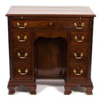 A George III Carved Mahogany Kneehole Desk Height 33 x width 34 x depth 19 inches. — 19TH CENTURY
