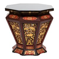 A Chinese Lacquered and Gilt Carved Drum Table Height 29 1/2 x diameter 33 inches. — 20TH CENTURY