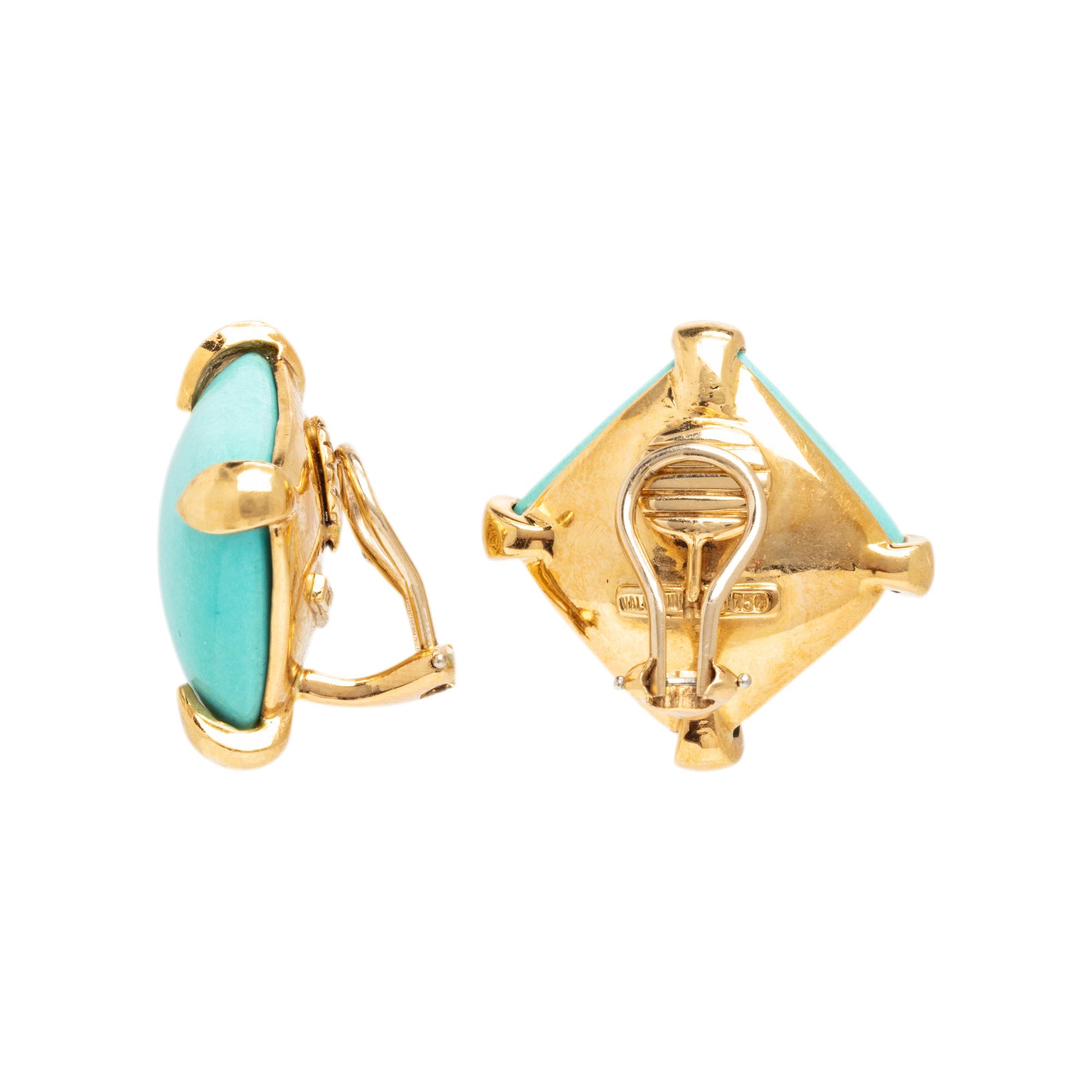 VALENTIN MAGRO, TURQUOISE AND YELLOW GOLD EARRINGS