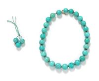 A Yellow Gold and Turquoise Bead Necklace,