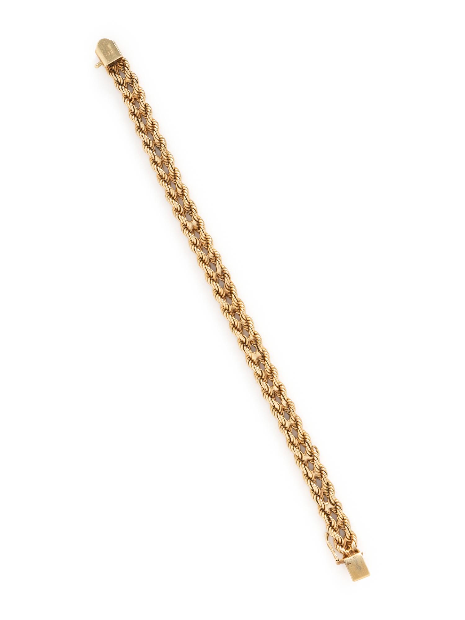 YELLOW GOLD DOUBLE ROPE CHAIN BRACELET